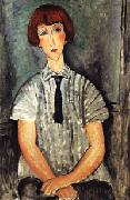 Amedeo Modigliani Yound Woman in a Striped Blouse painting